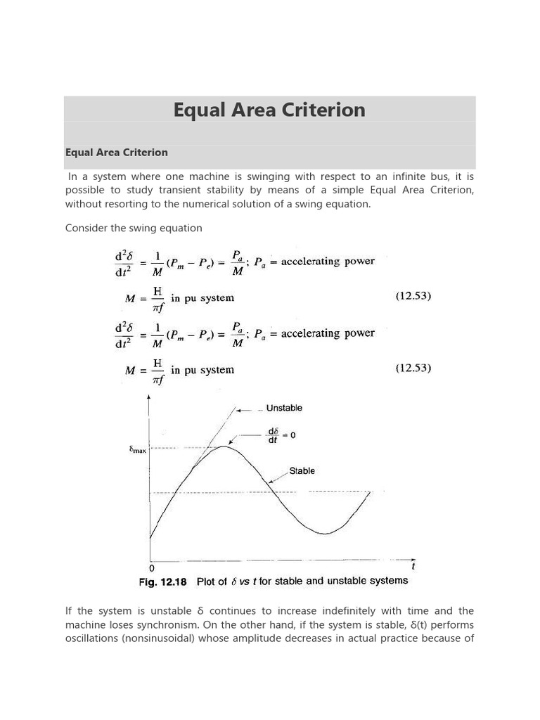 Equal Area Criterion for Stability Analysis | PDF | Stability Theory ...