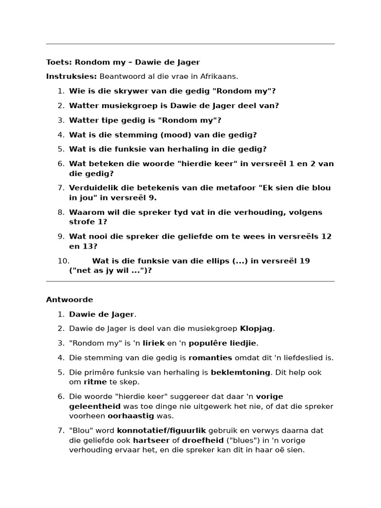 Rondom My Test and Memo | PDF