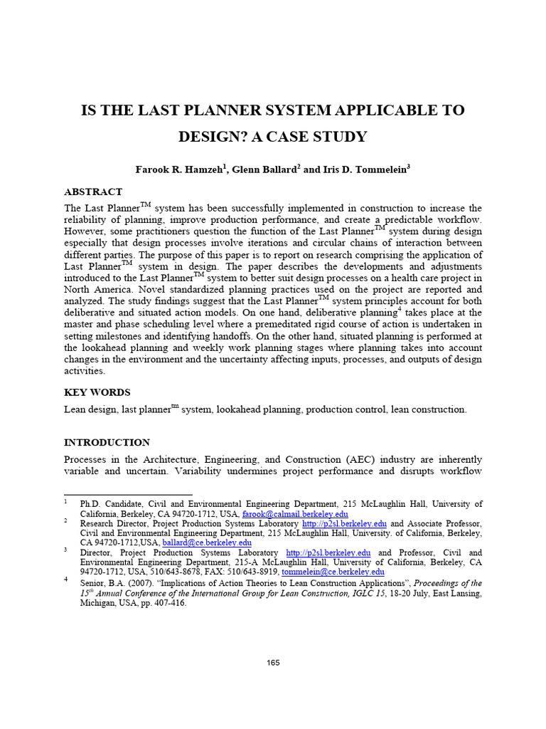 Last Planner System in Design: Case Study | PDF | Quantitative Research ...