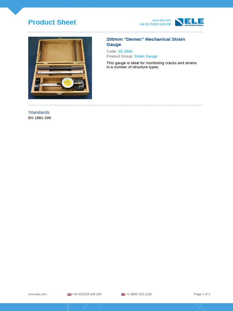 Demec Mechanical Strain Gauge 200mm | PDF