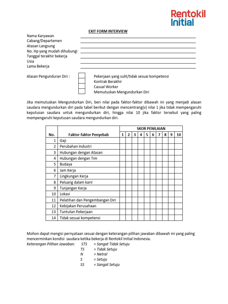Formulir Exit Interview Karyawan | PDF