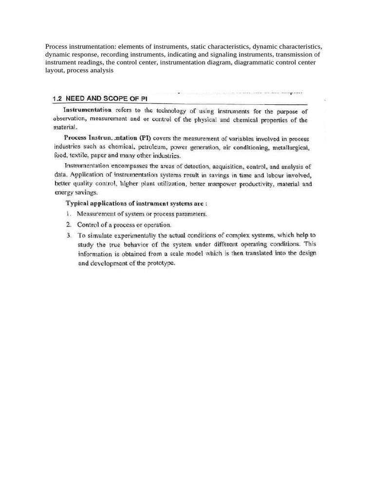 Process Instrumentation Unit 1 | PDF | Amplifier | Instrumentation