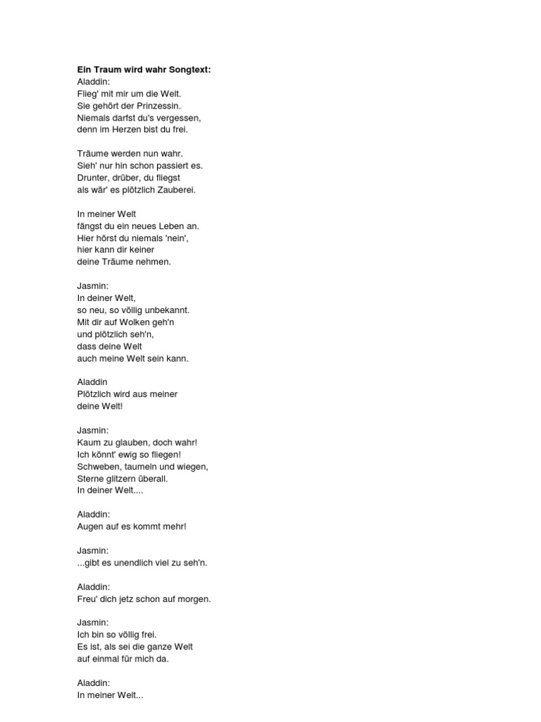 Ein Traum Wird Wahr Songtext