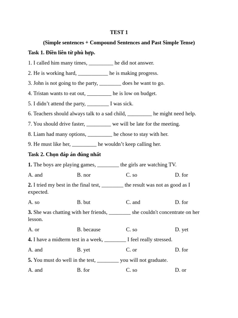 Simple&Compound Sentences&Past Simple Tense | PDF | Chess | Chess Theory