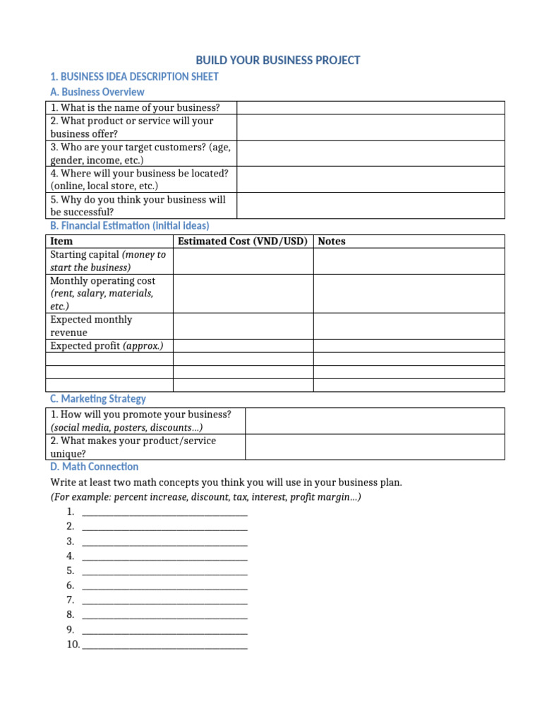 Build Your Business Project | PDF