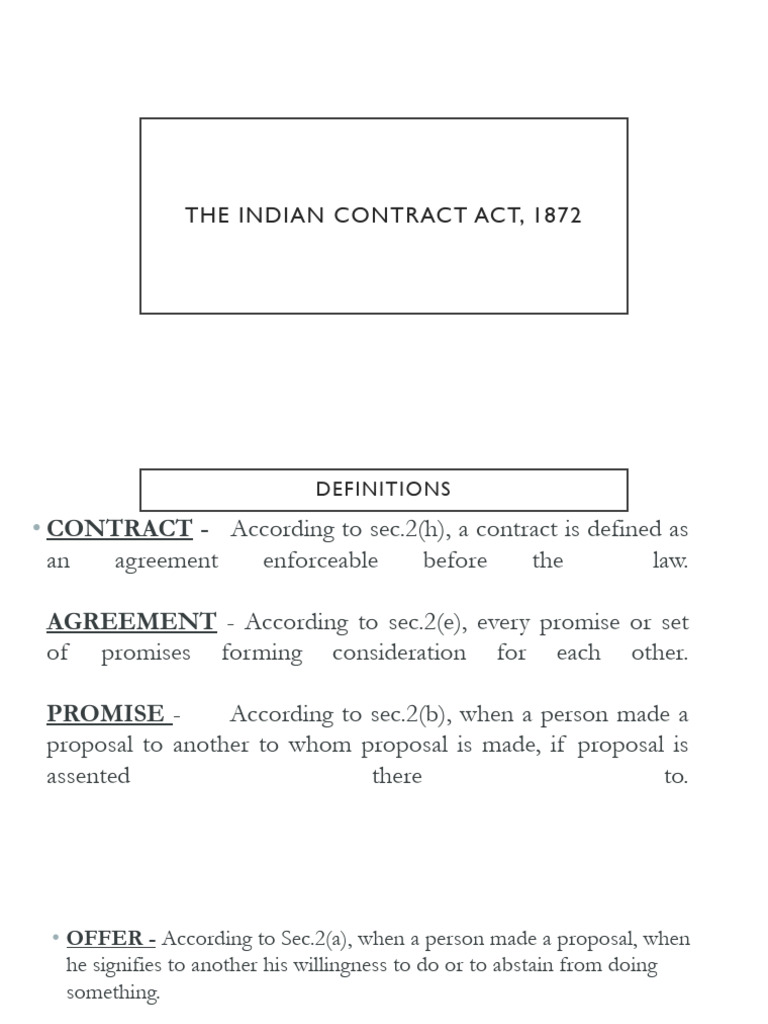 Overview of the Indian Contract Act | PDF | Offer And Acceptance | Law ...