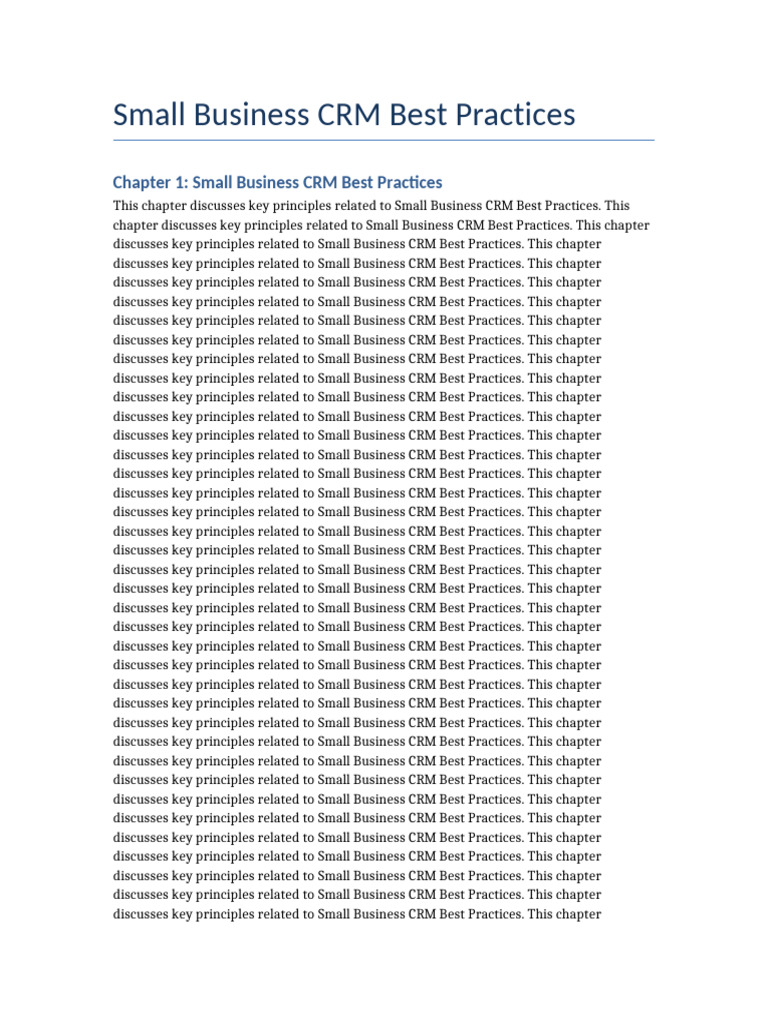 Small Business CRM Best Practices | PDF