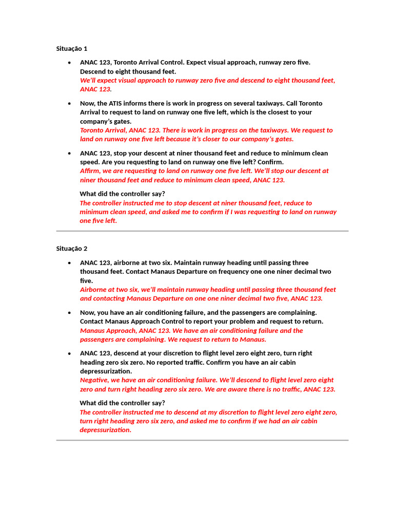ATC Communication Scenarios for Pilots | PDF | Aviation Accidents And ...
