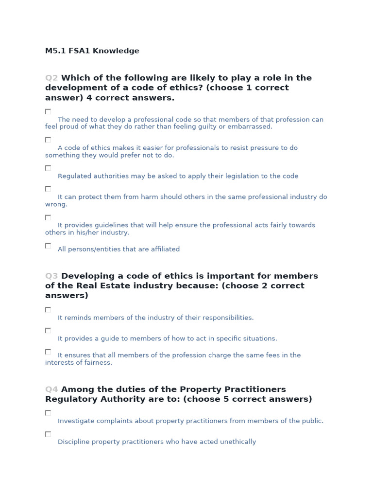 M5.1 FSA1 Knowledge | PDF | Conveyancing | Common Law