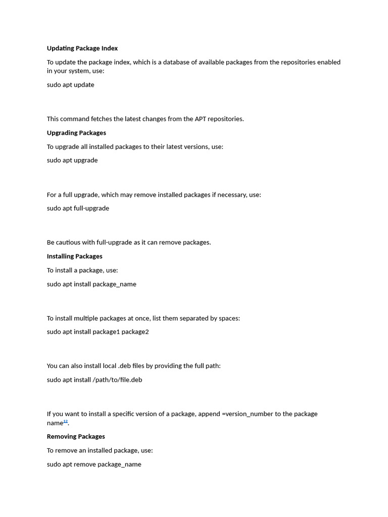 APT Command Guide for Package Management | PDF