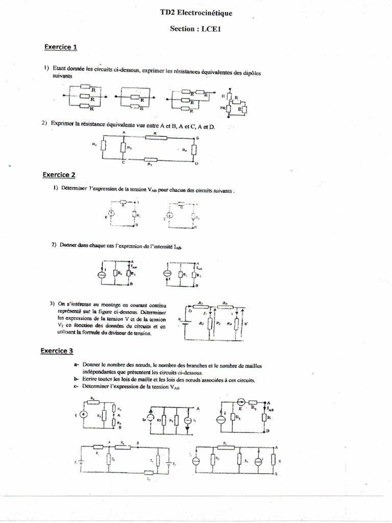 TD LCE1 Electrocintique Enonc | PDF