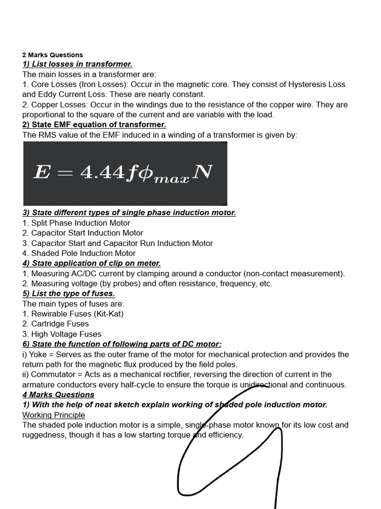 Eee QB PDF | PDF | Electric Motor | Electromagnetic Induction