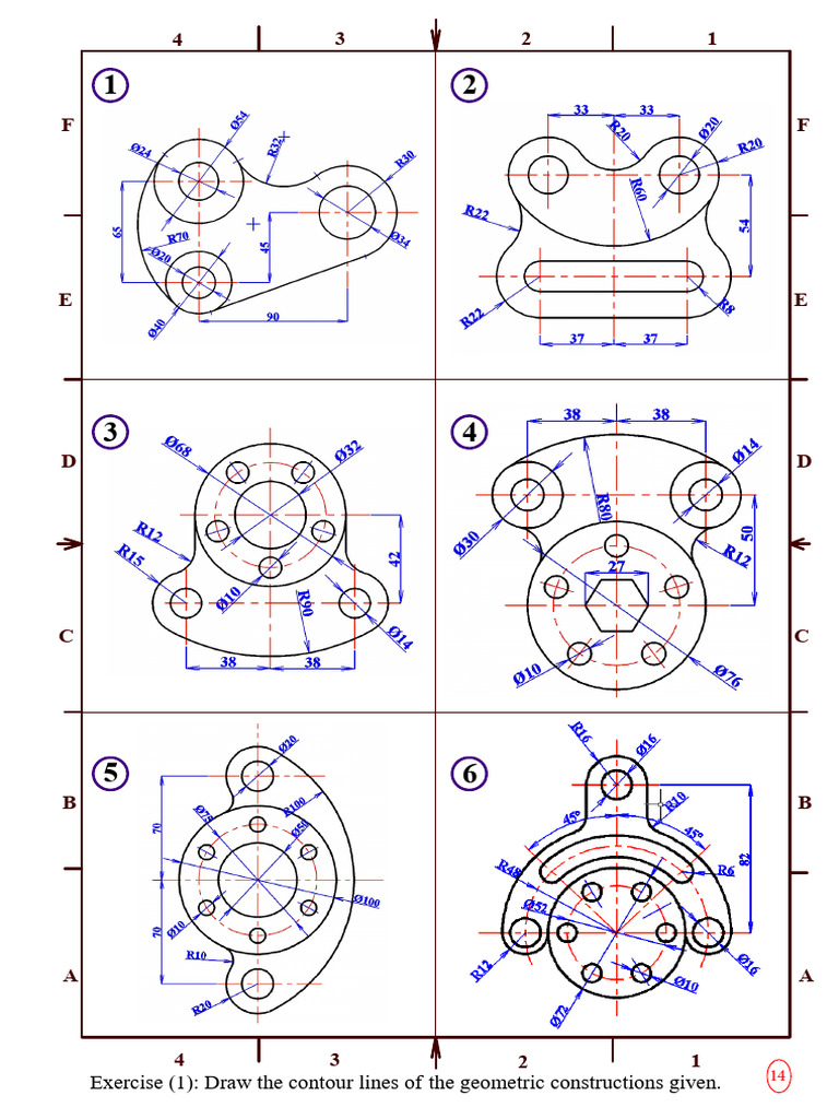 Geometric Assembly Drawings and Exercises | PDF | Mechanical Engineering
