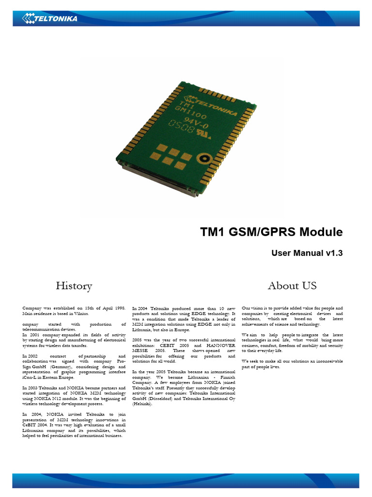 TM1 GSM/GPRS Module User Manual | PDF | Microphone | Gsm
