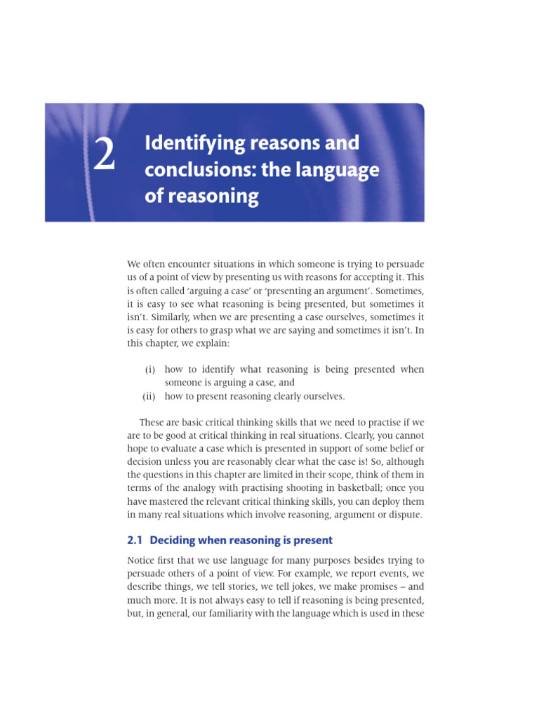 Understanding Reasoning in Arguments | PDF | Argument | Reason