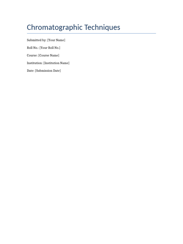 Overview of Chromatographic Techniques | PDF | Chromatography | High ...