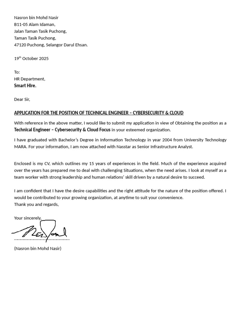Cover Letter Smart Hire | PDF