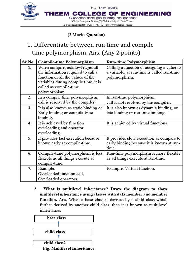 Polymorphism and Inheritance in C++ | PDF | Class (Computer Programming ...