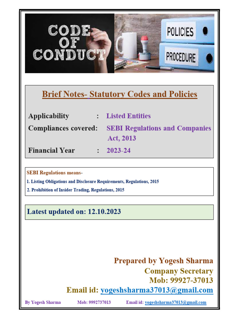 Statutory Codes and Policies For A Listed Company 1753080980 | PDF ...