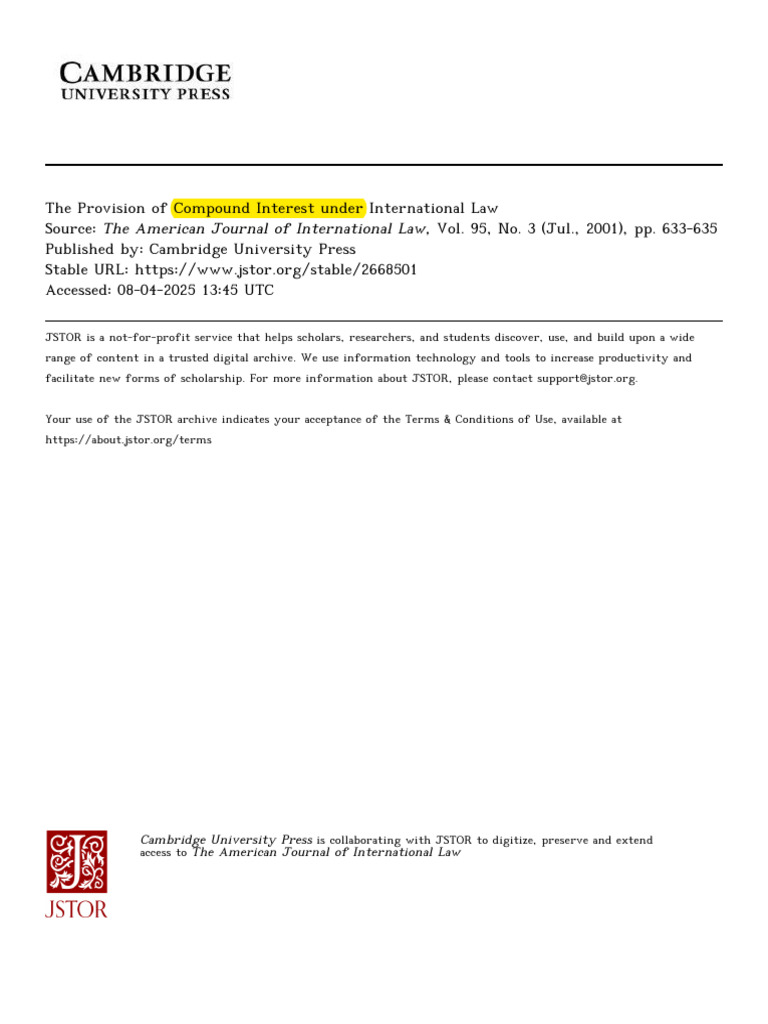 The Provision of Compound Interest Under International Law | PDF ...
