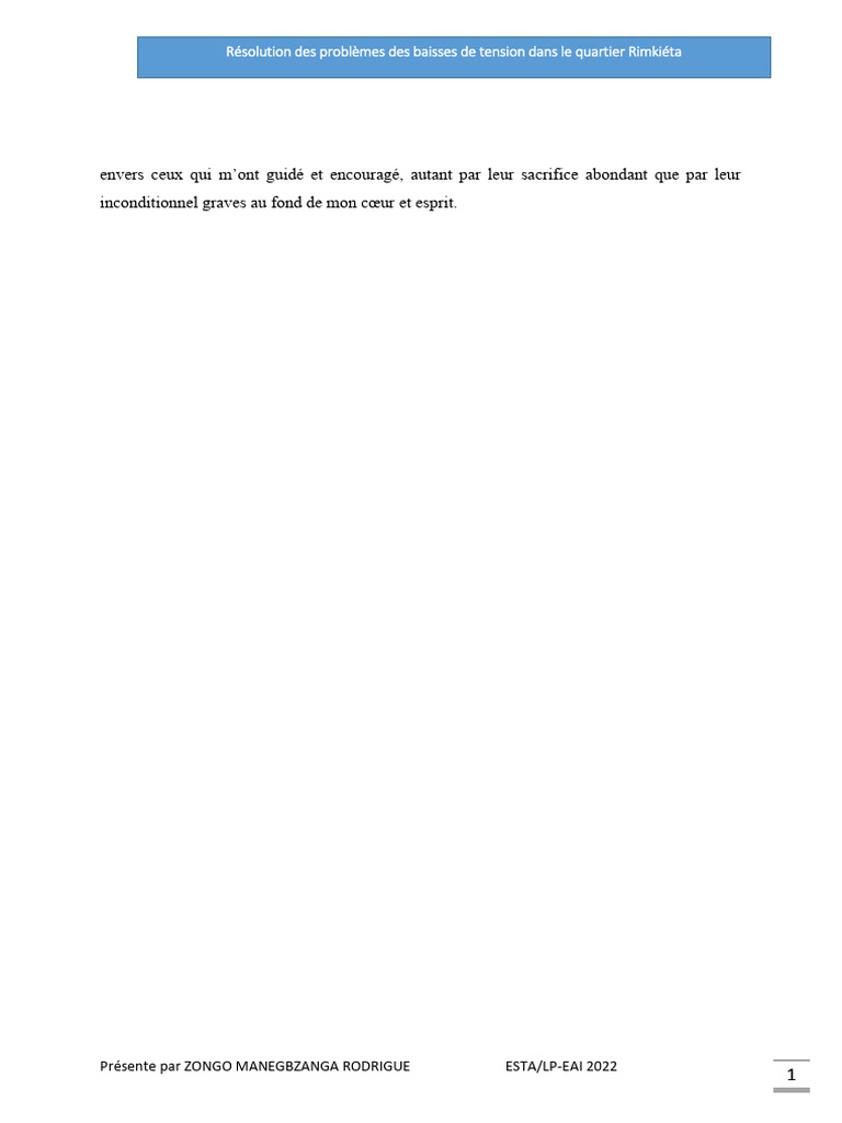 Problèmes de Baisse de Tension à Rimkiéta PDF Réseau électrique — free download