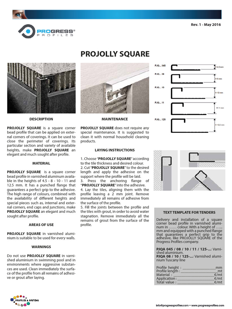 Projolly Square Alluminio Verniciato en | PDF | Materials | Building ...