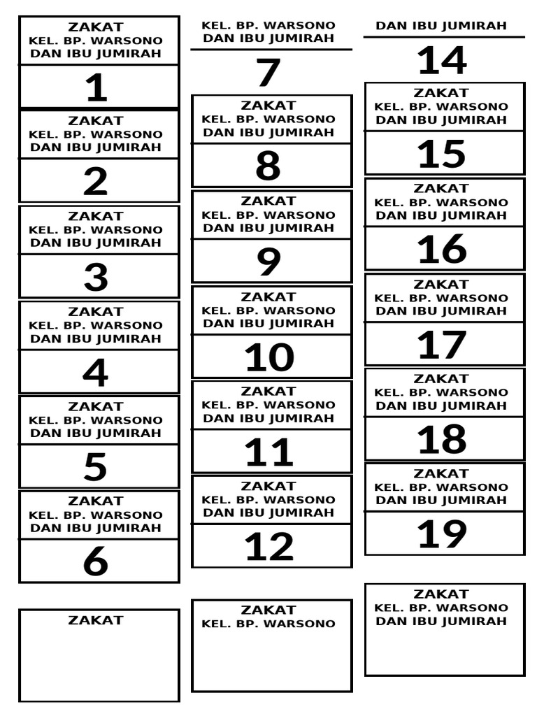 Zakat Keluarga BP Warsono dan Ibu Jumirah | PDF