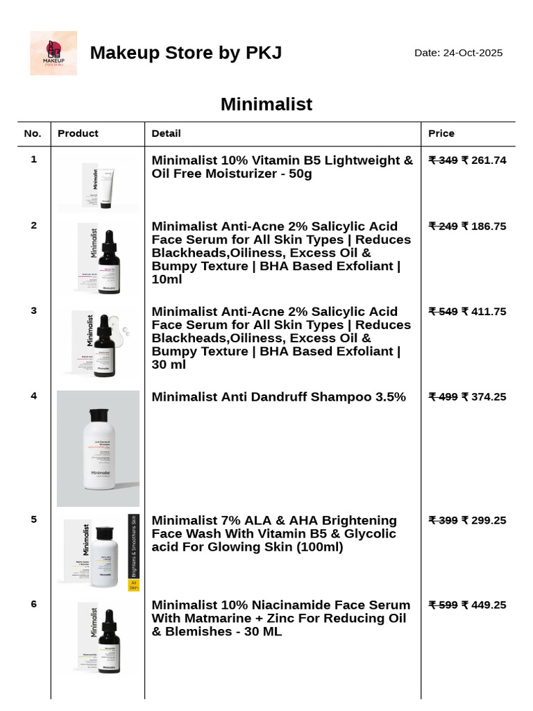 Minimalist Skincare Products Overview | PDF