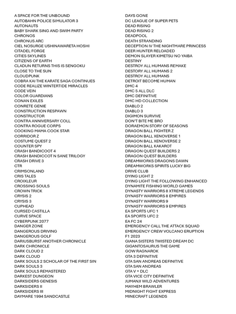 List Games PS4 Hen 2024 July | PDF