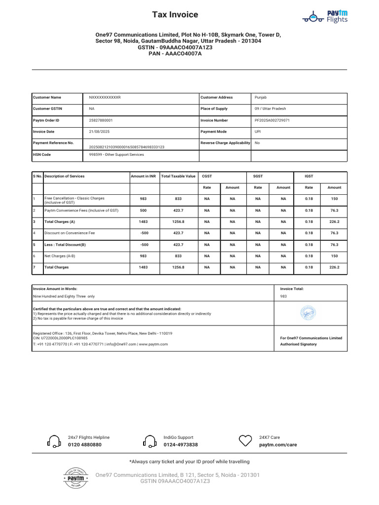 Paytm Tax Invoice PF2025A002729071 | PDF | Invoice | Money