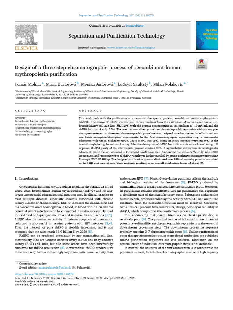 Design of A Three-Step Chromatographic Process of Recombinant Human ...