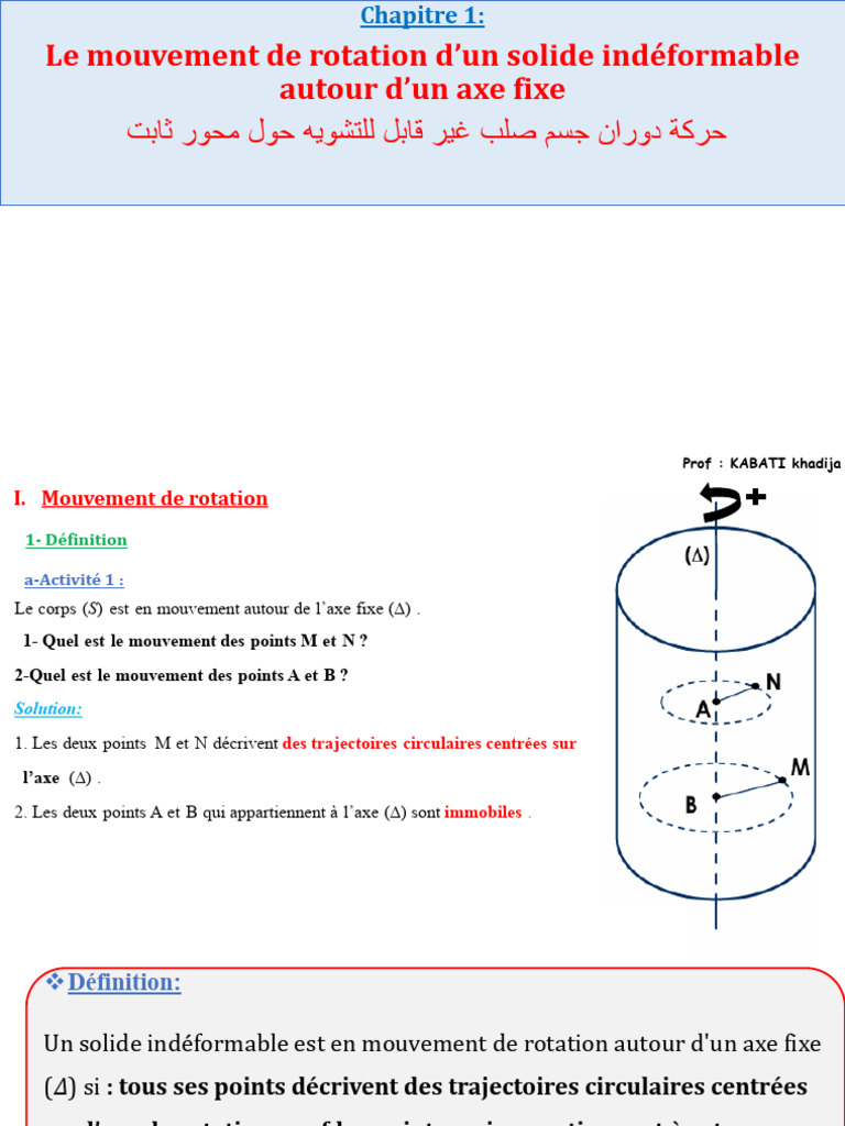 Mouvement de rotation d'un solide indéformable | PDF | Mouvement de ...