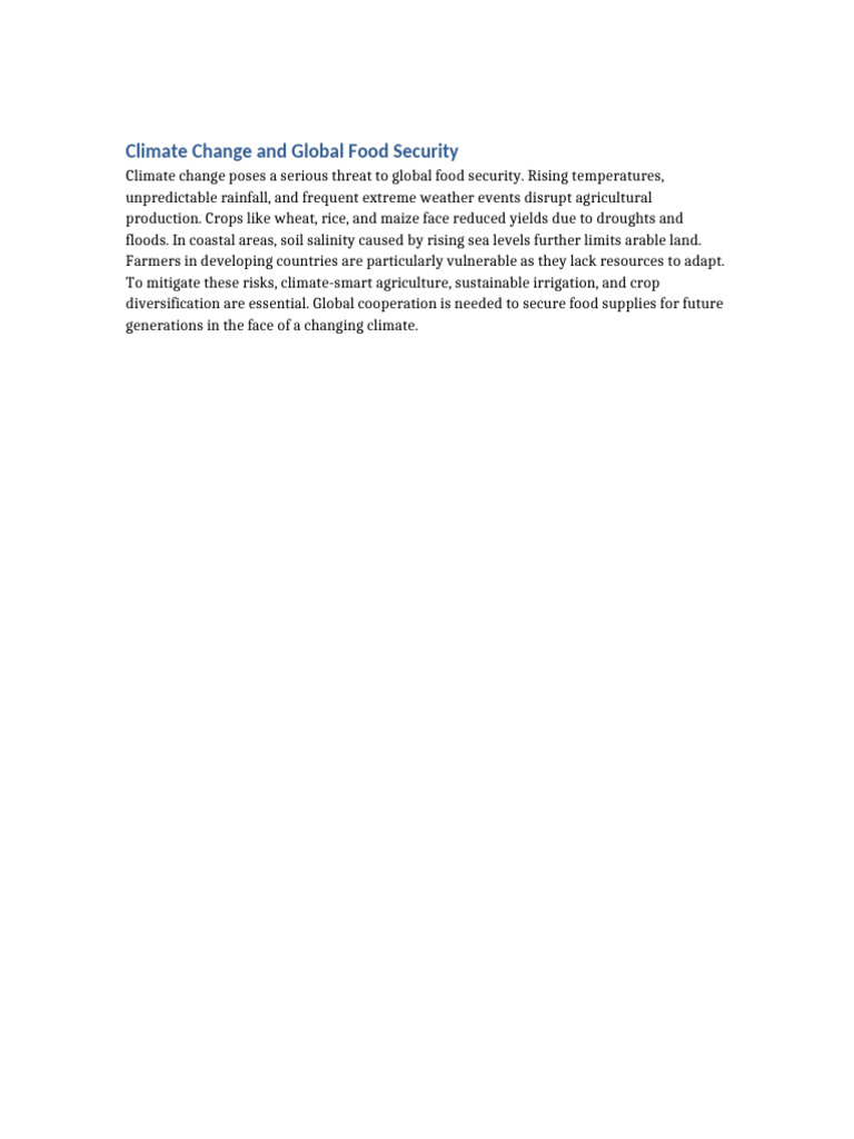 Climate Change's Impact on Food Security | PDF