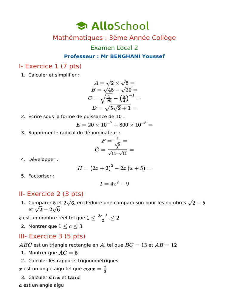Maths 3ac Examen Local 2 1 | PDF