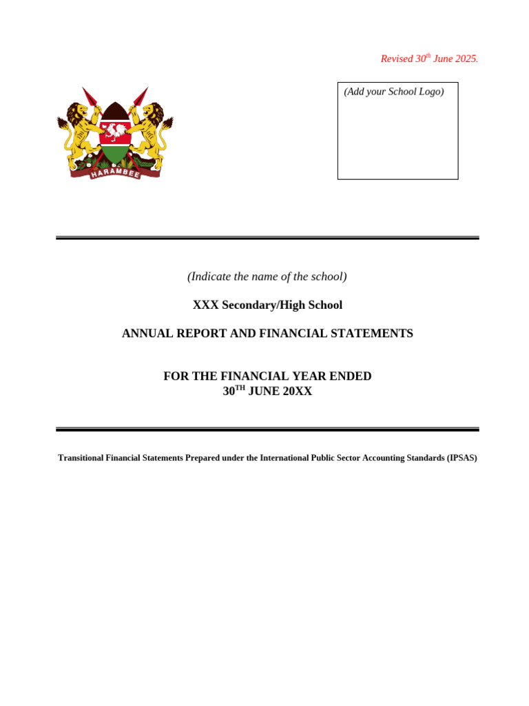 IPSAS Annual Report for Secondary Schools | PDF | Expense | Revenue