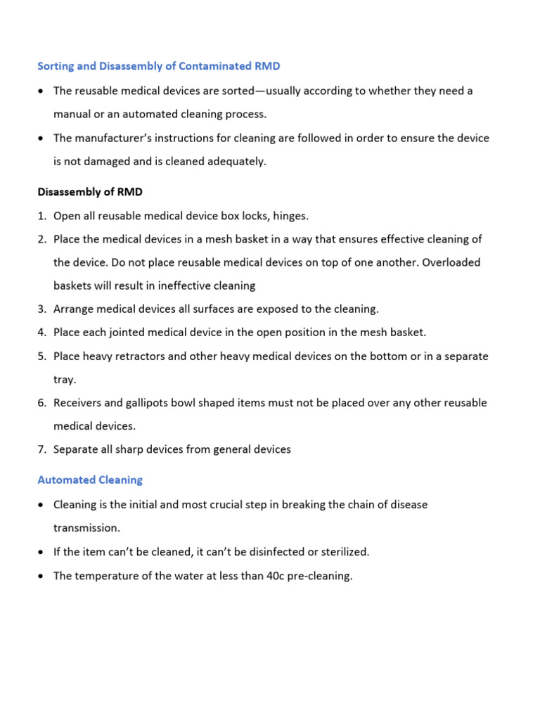 Cleaning and Disassembly of RMDs | PDF | Ultrasound | Water