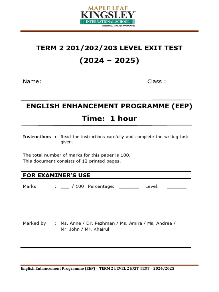 EEP Term 2 Level 2 Exit Test 2024-2025 | PDF | Bears | Zoology