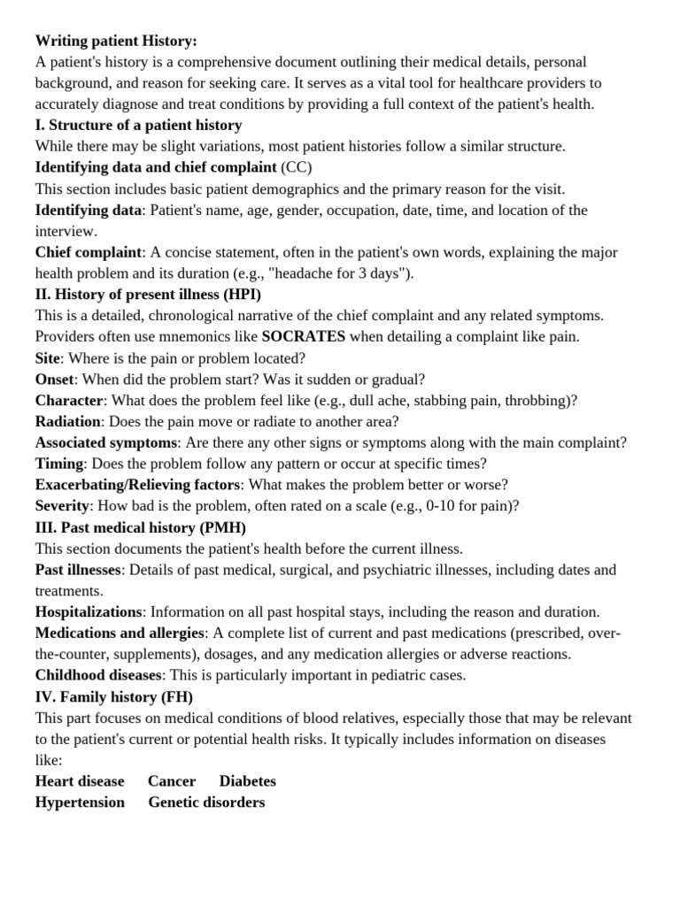 Writing Patient History | PDF | Pain | Allergy