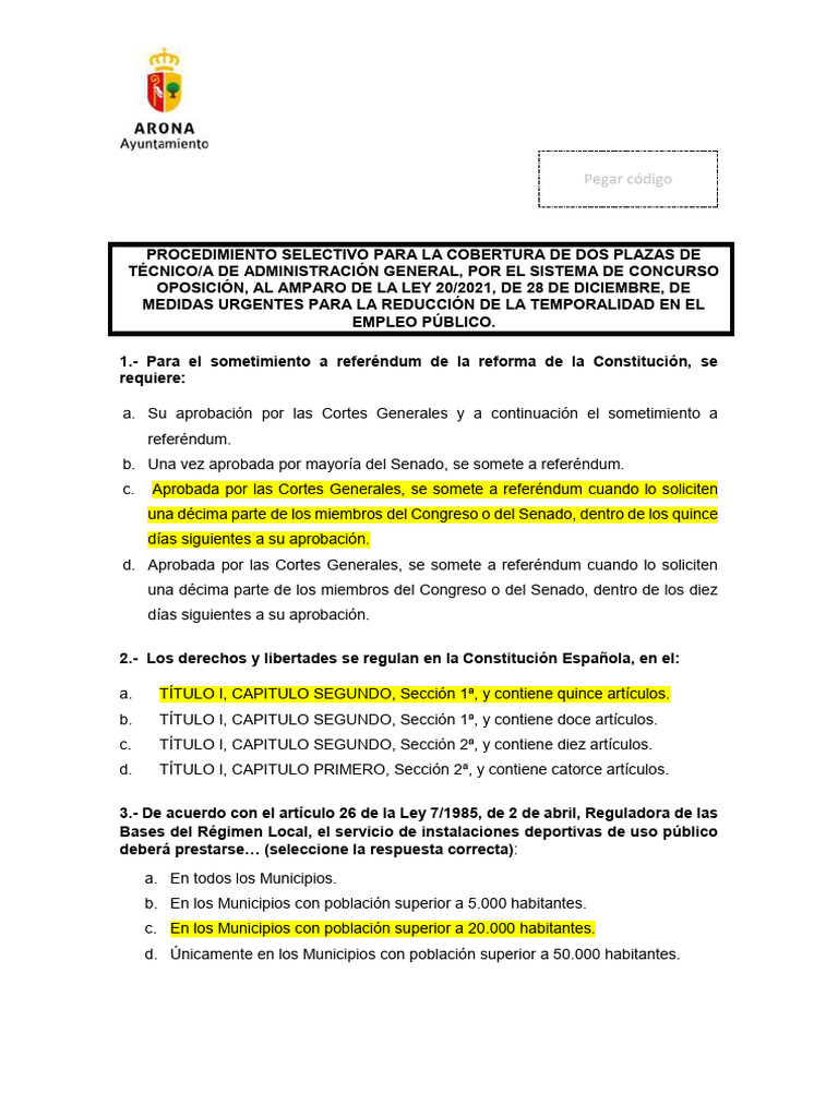 Proceso Selectivo Técnico Administración | PDF | Gobierno | Justicia