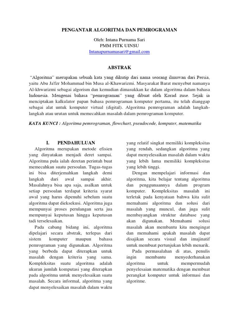 Algoritma dan Pemrograman Komputer | PDF