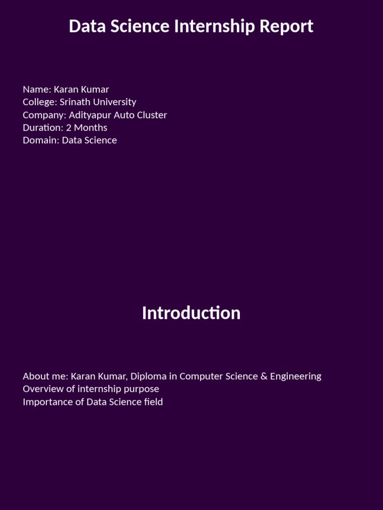 Data Science Internship Insights Report | PDF | Data Science | Data