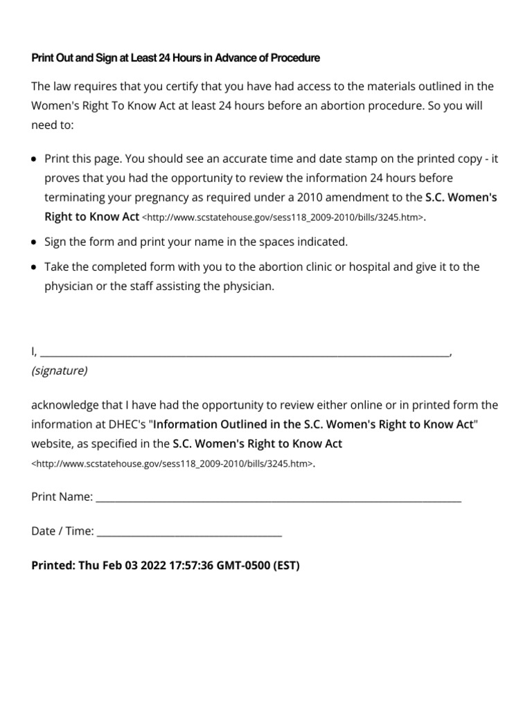 Womens Right To Know - SCDHEC | PDF