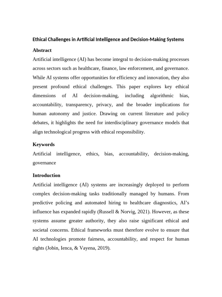 Ethical Issues in AI Decision-Making | PDF | Artificial Intelligence ...