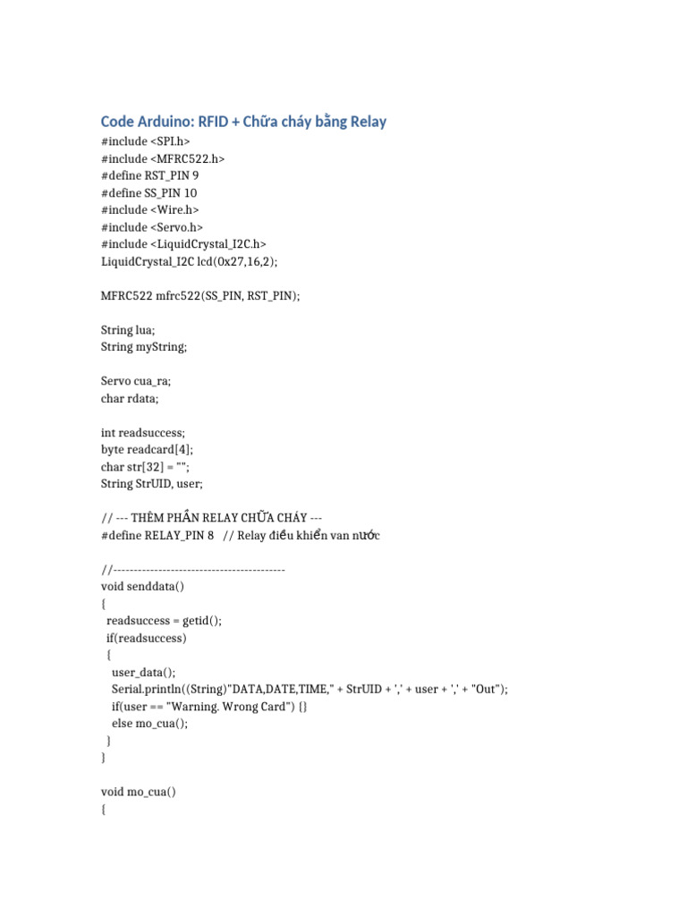 Arduino RFID Fire Alarm System | PDF | String (Computer Science ...