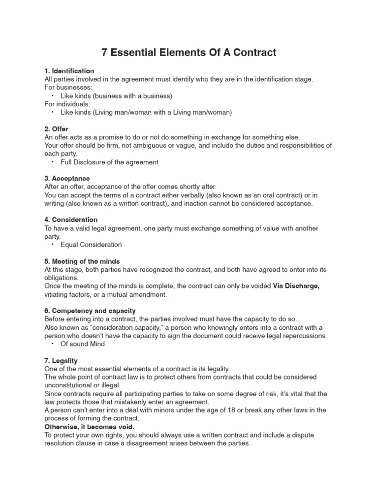 Essential Elements of a Contract | PDF