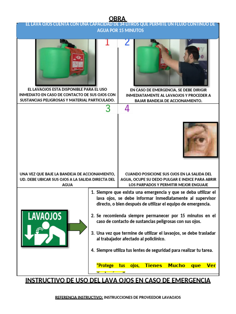 Instructivo de Uso Lavaojos | PDF