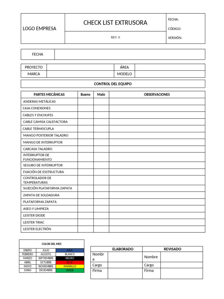 Check List Extrusora | PDF