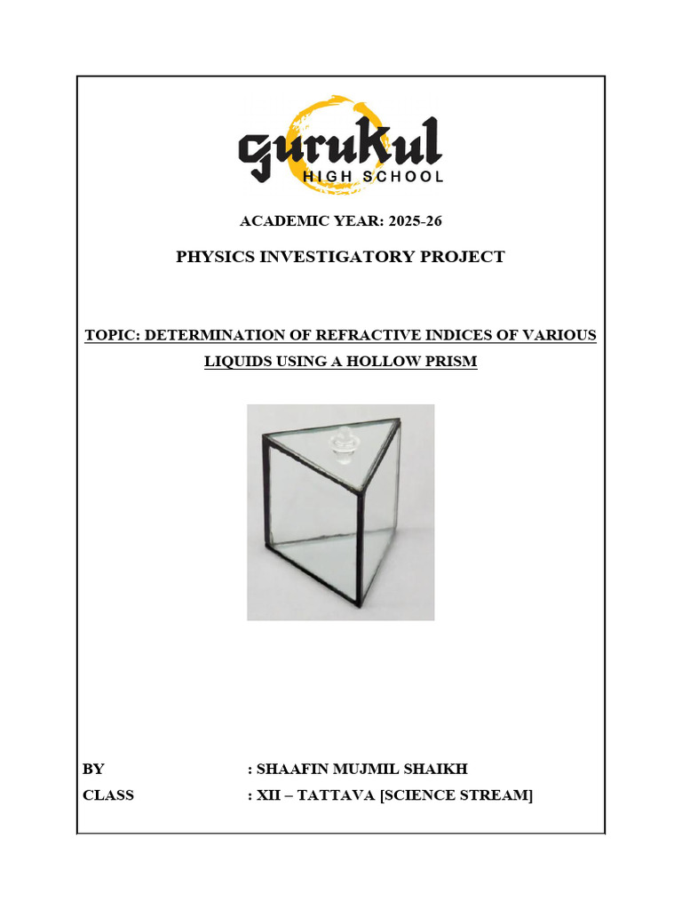 Refractive Indices of Liquids Study | PDF | Refraction | Refractive Index