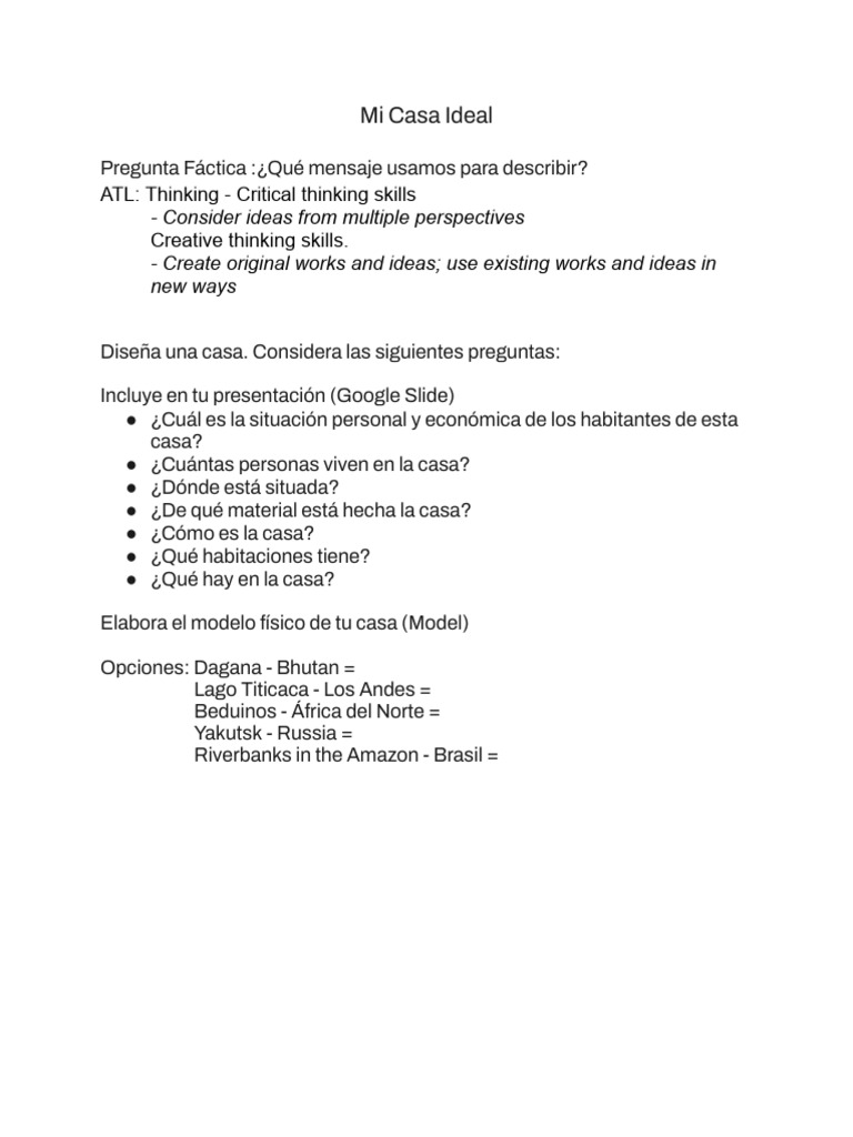 Diseño de Casa Ideal: Proyecto Creativo | PDF