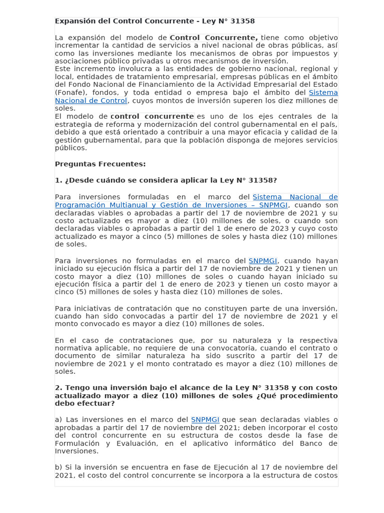 Expansión Del Control Concurrente | PDF | Presupuesto | Inversiones